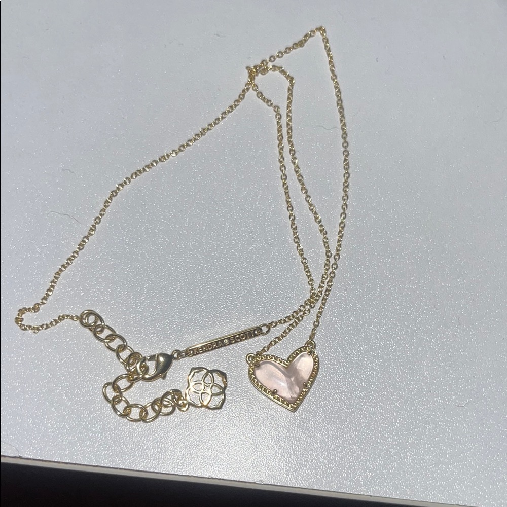 Kendra Scott Gold and Pink Heart Pendant Necklace